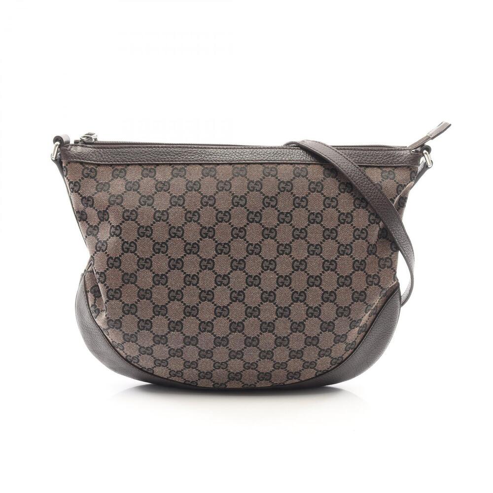 Gucci GG Canvas shoulder bag brown half moon Brown